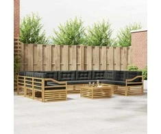 Lauko sofos komplektas 10 pcs Balta ir antracito Poliesteris