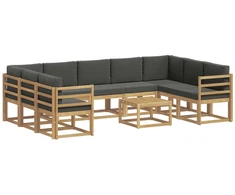 Lauko sofos komplektas 10 pcs Balta ir antracito