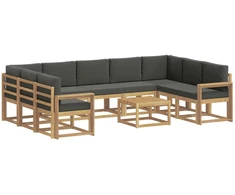 Lauko sofos komplektas 10 pcs Balta ir antracito