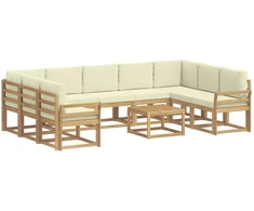 Lauko sofos komplektas 10 pcs Balta ir kreminė 59 x 59 x 37 cm