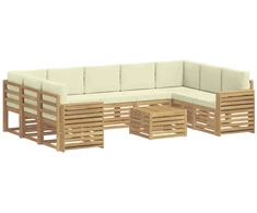 Lauko sofos komplektas 10 pcs Balta ir kreminė 59 x 59 x 37 cm