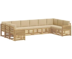 Lauko sofos komplektas 10 pcs Balta ir kreminė