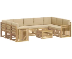 Lauko sofos komplektas 10 pcs Balta ir kreminė 59 x 59 x 37 cm