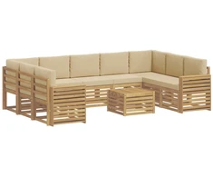 Lauko sofos komplektas 10 pcs Balta ir kreminė 59 x 59 x 37 cm