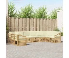 Lauko sofos komplektas 10 pcs Balta ir kreminė Poliesteris