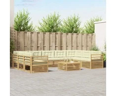 Lauko sofos komplektas 10 pcs Balta ir kreminė Poliesteris