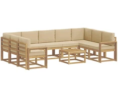 Lauko sofos komplektas 10 pcs Balta ir kreminė 59 x 59 x 37 cm