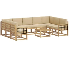 Lauko sofos komplektas 10 pcs Balta ir kreminė 59 x 59 x 37 cm