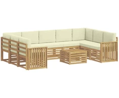 Lauko sofos komplektas 10 pcs Balta ir kreminė 59 x 59 x 37 cm