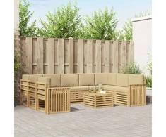 Lauko sofos komplektas 10 pcs Balta ir kreminė 59 x 59 x 37 cm
