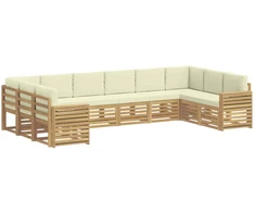 Lauko sofos komplektas 10 pcs Balta ir kreminė