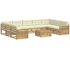 Lauko sofos komplektas 10 pcs Balta ir kreminė
