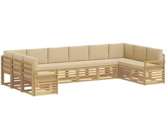 Lauko sofos komplektas 10 pcs Balta ir kreminė
