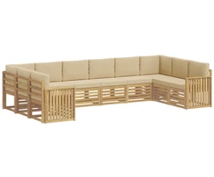 Lauko sofos komplektas 10 pcs Balta ir kreminė