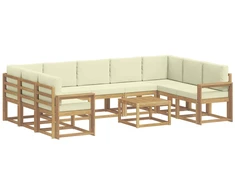 Lauko sofos komplektas 10 pcs Balta ir kreminė 59 x 59 x 37 cm