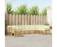 Lauko sofos komplektas 10 pcs Balta ir kreminė