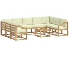 Lauko sofos komplektas 10 pcs Balta ir kreminė 59 x 59 x 37 cm
