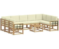 Lauko sofos komplektas 10 pcs Balta ir kreminė 59 x 59 x 37 cm