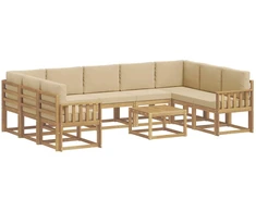 Lauko sofos komplektas 10 pcs Balta ir kreminė 59 x 59 x 37 cm
