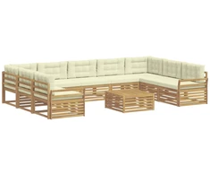 Lauko sofos komplektas 10 pcs Balta ir kreminė