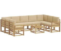 Lauko sofos komplektas 10 pcs Balta ir kreminė 59 x 59 x 37 cm