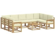 Lauko sofos komplektas 10 pcs Balta ir kreminė 59 x 59 x 37 cm