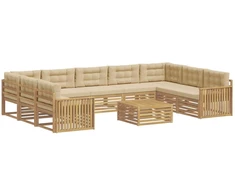 Lauko sofos komplektas 10 pcs Balta ir kreminė