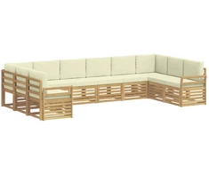 Lauko sofos komplektas 10 pcs Balta ir kreminė
