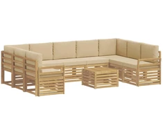 Lauko sofos komplektas 10 pcs Balta ir kreminė 59 x 59 x 37 cm