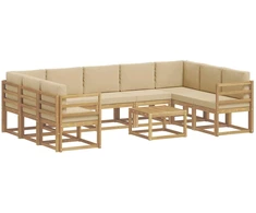 Lauko sofos komplektas 10 pcs Balta ir kreminė 59 x 59 x 37 cm