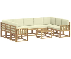 Lauko sofos komplektas 10 pcs Balta ir kreminė 59 x 59 x 37 cm