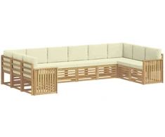 Lauko sofos komplektas 10 pcs Balta ir kreminė