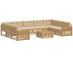 Lauko sofos komplektas 10 pcs Balta ir kreminė