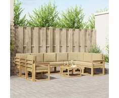 Lauko sofos komplektas 10 pcs Balta ir kreminė 59 x 59 x 37 cm