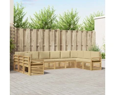 Lauko sofos komplektas 10 pcs Balta ir kreminė
