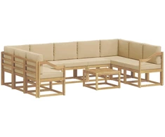 Lauko sofos komplektas 10 pcs Balta ir kreminė 59 x 59 x 37 cm