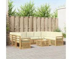 Lauko sofos komplektas 10 pcs Balta ir kreminė 59 x 59 x 37 cm
