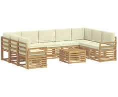 Lauko sofos komplektas 10 pcs Balta ir kreminė 59 x 59 x 37 cm