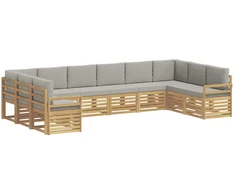 Lauko sofos komplektas 10 pcs Balta ir šviesiai pilka