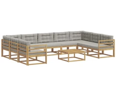 Lauko sofos komplektas 10 pcs Balta ir šviesiai pilka
