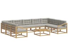 Lauko sofos komplektas 10 pcs Balta ir šviesiai pilka