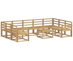 Lauko sofos komplektas 10 pcs Balta Kietos akacijos mediena