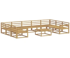 Lauko sofos komplektas 10 pcs Balta Kietos akacijos mediena