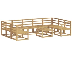 Lauko sofos komplektas 10 pcs Balta Kietos akacijos mediena