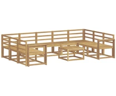Lauko sofos komplektas 10 pcs Balta Kietos akacijos mediena