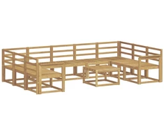 Lauko sofos komplektas 10 pcs Balta Kietos akacijos mediena