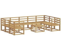 Lauko sofos komplektas 10 pcs Balta Kietos akacijos mediena
