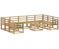 Lauko sofos komplektas 10 pcs Balta Kietos akacijos mediena