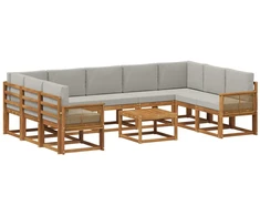 Lauko sofos komplektas 10 pcs Natūrali ir šviesiai pilka