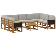Lauko sofos komplektas 10 pcs Natūrali ir šviesiai pilka